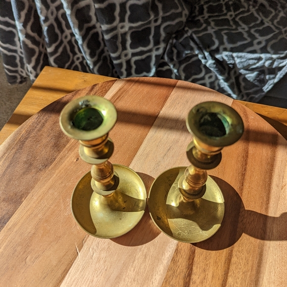Vintage Pair of Brass Candlesticks - Picture 3 of 4